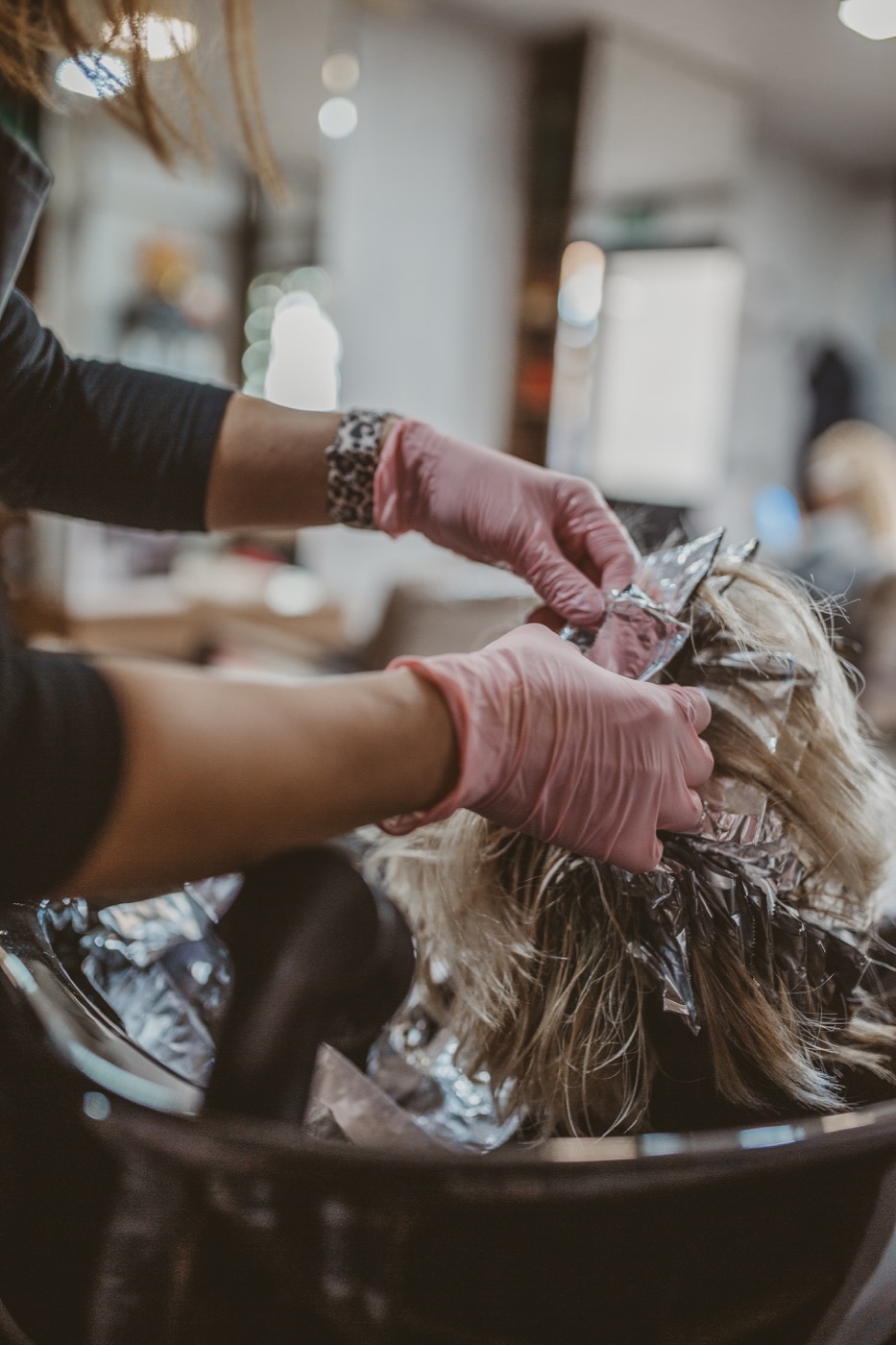 Hair colour foil application at Sara Bella Beauty Studio
