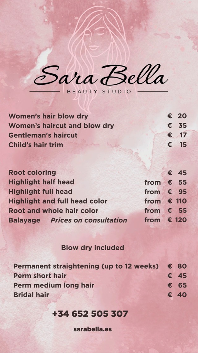 Sara Bella Price List